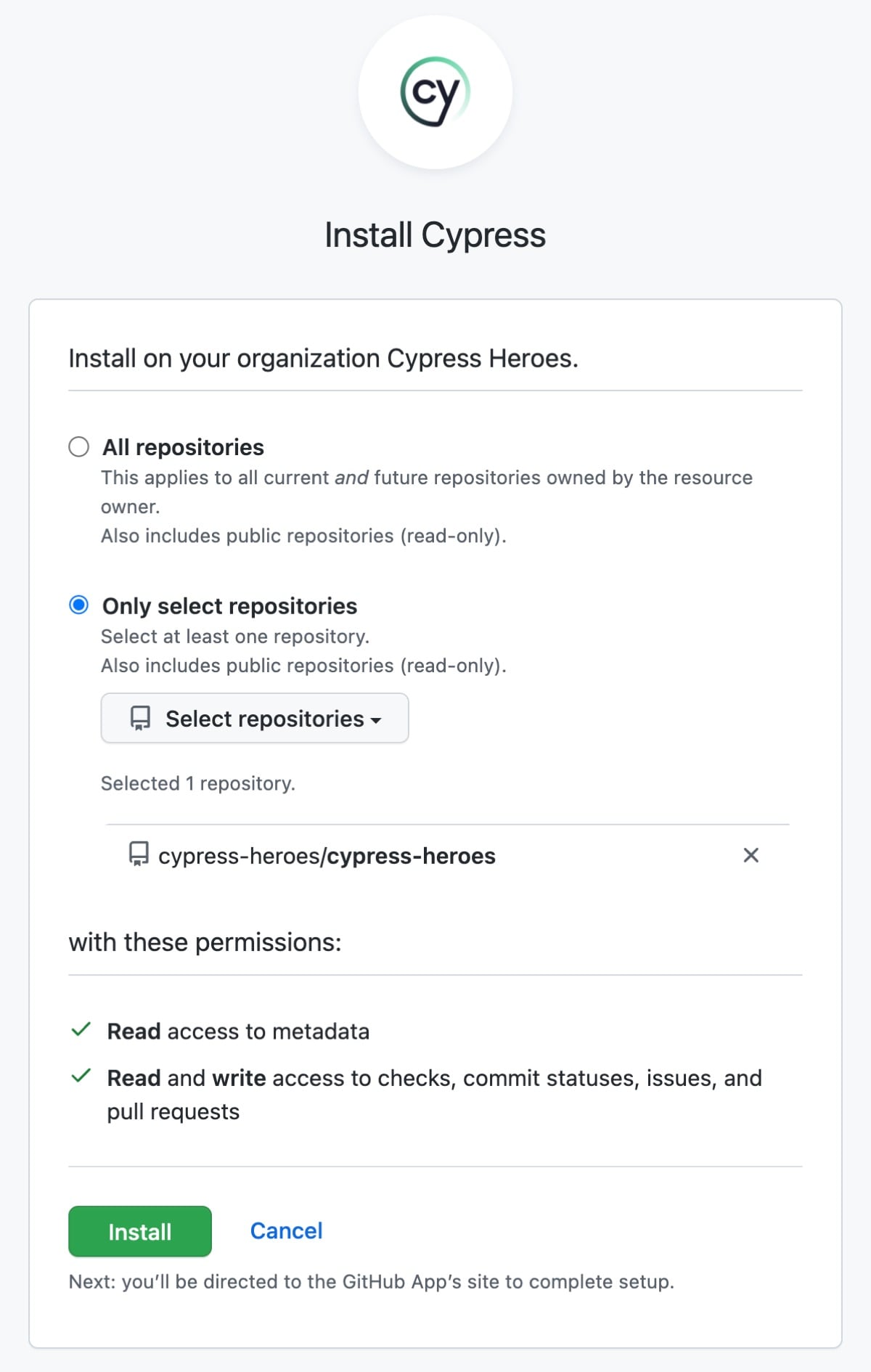 Select GitHub repositories