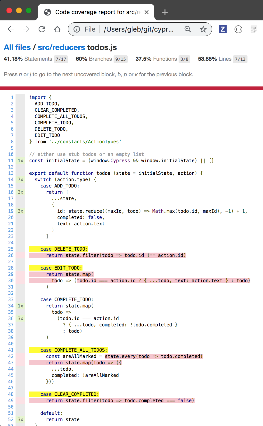 Main application logic coverage